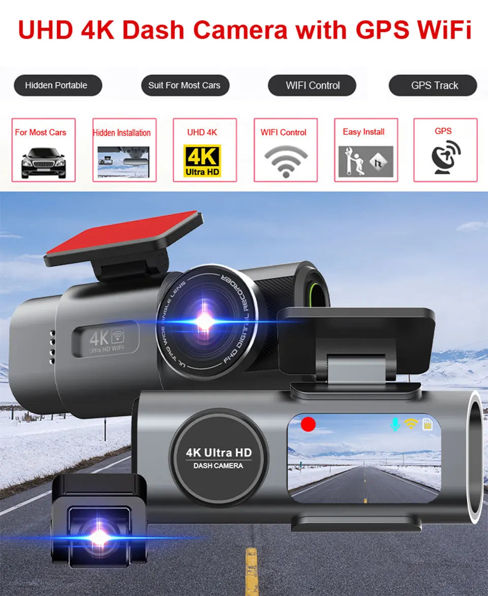 4K UHD Car Dash Cam with Night Vision