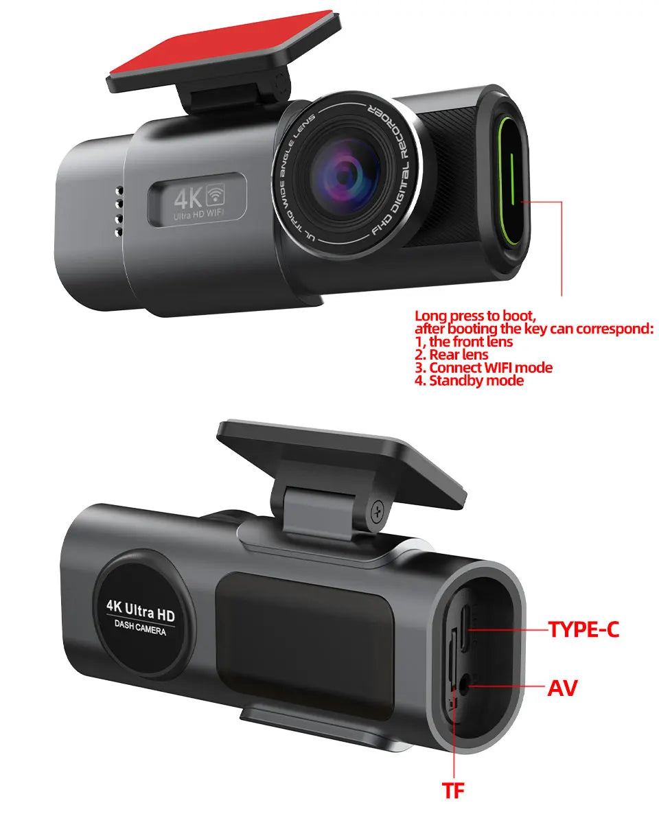 4K UHD Car Dash Cam with Night Vision
